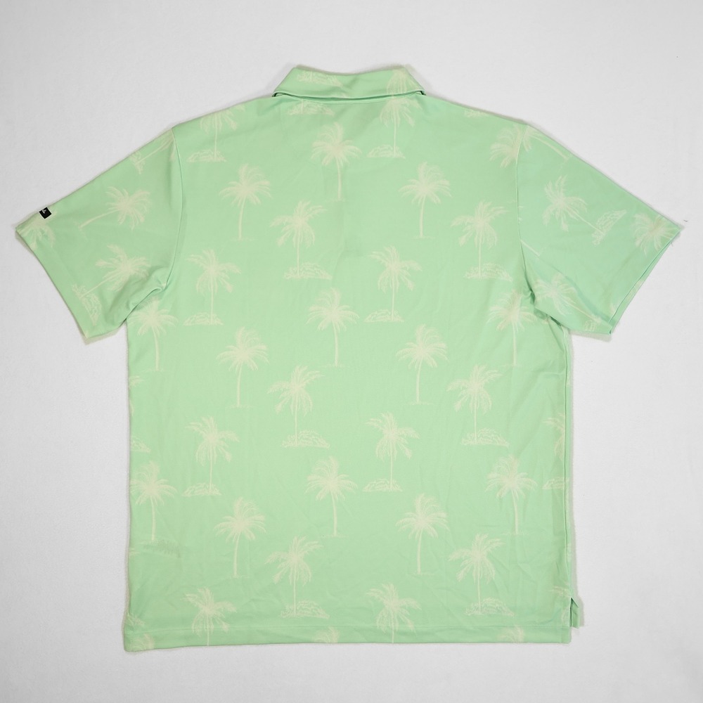 NWT BAD BIRDIE Mens XL Green Palm Tree Print Performance Stretch Golf Polo Shirt - Picture 4 of 7